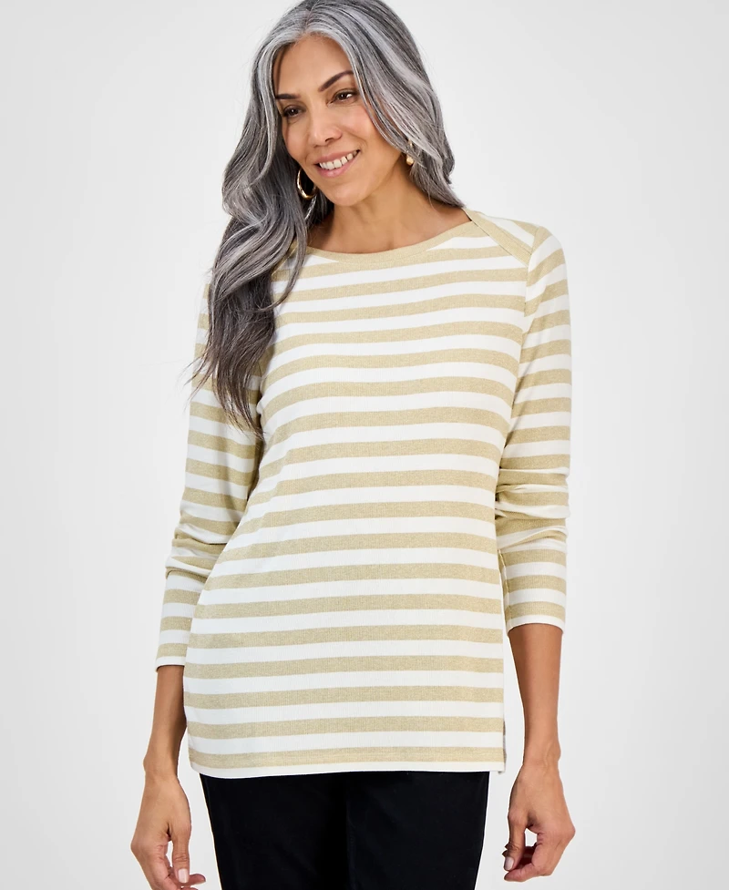 Style & Co Women's Printed Scoop Neck Long-Sleeve T-Shirt, Exclusively at Macy's