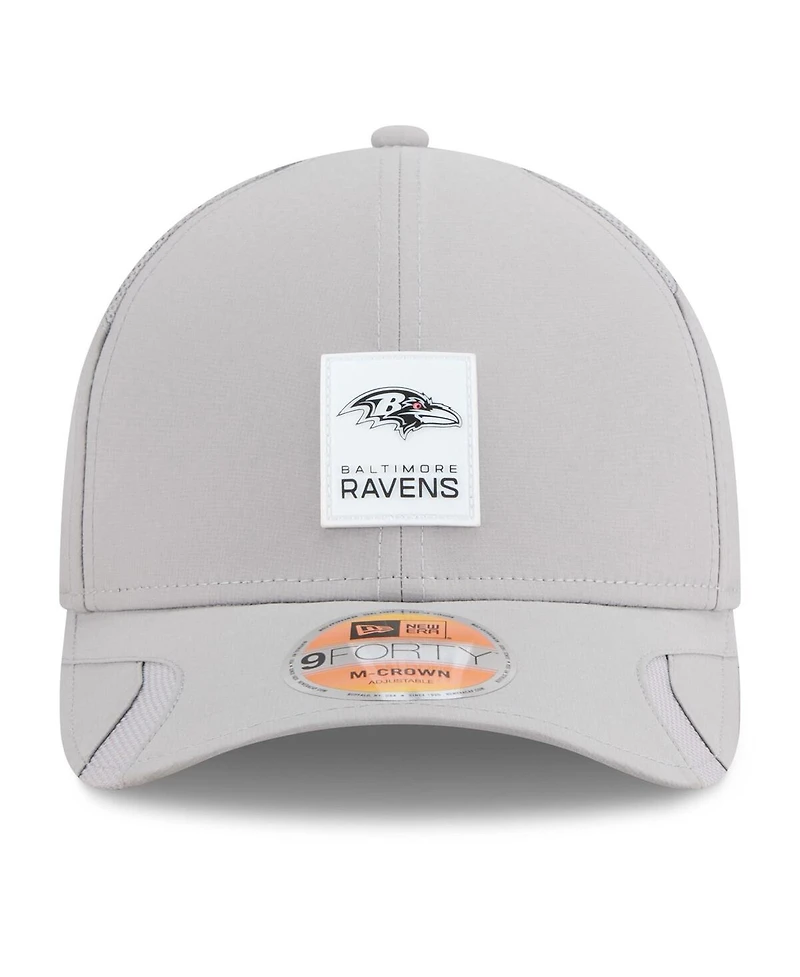 New Era Men's Gray Baltimore Ravens 2025 Sideline M-crown 9FORTY Adjustable Hat