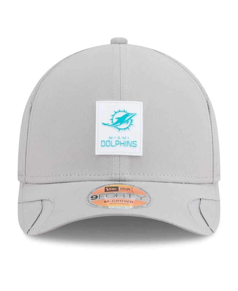 New Era Men's Gray Miami Dolphins 2025 Sideline M-crown 9FORTY Adjustable Hat