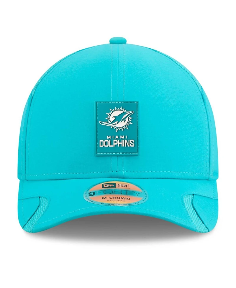 New Era Men's Aqua Miami Dolphins 2025 Sideline M-crown 9FORTY Adjustable Hat