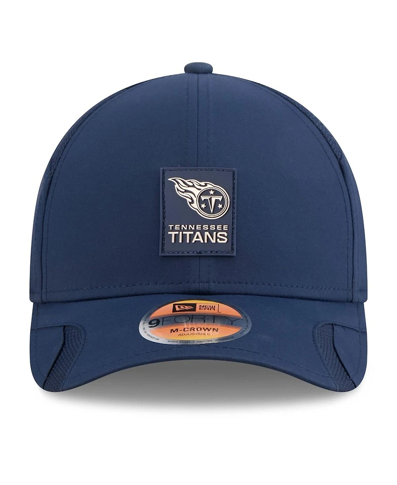 New Era Men's Navy Tennessee Titans 2025 Sideline M-crown 9FORTY Adjustable Hat