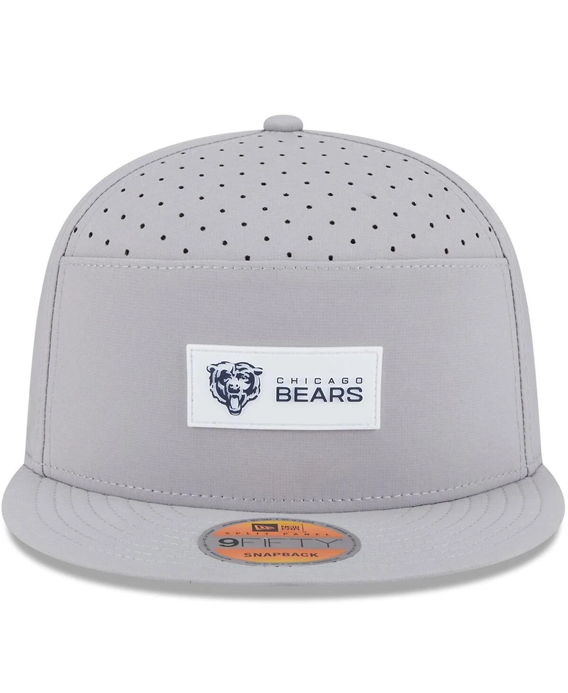 New Era Men's Gray Chicago Bears 2025 Sideline Split Panel 9FIFTY Snapback Hat