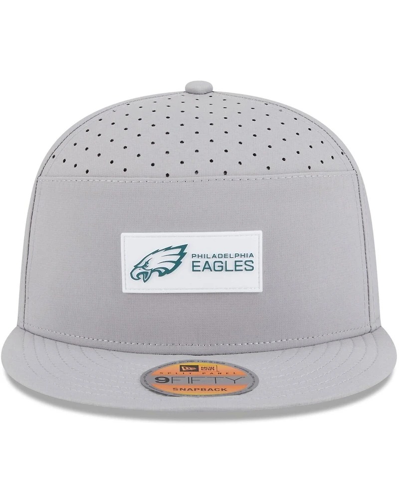 New Era Men's Gray Philadelphia Eagles 2025 Sideline Split Panel 9FIFTY Snapback Hat