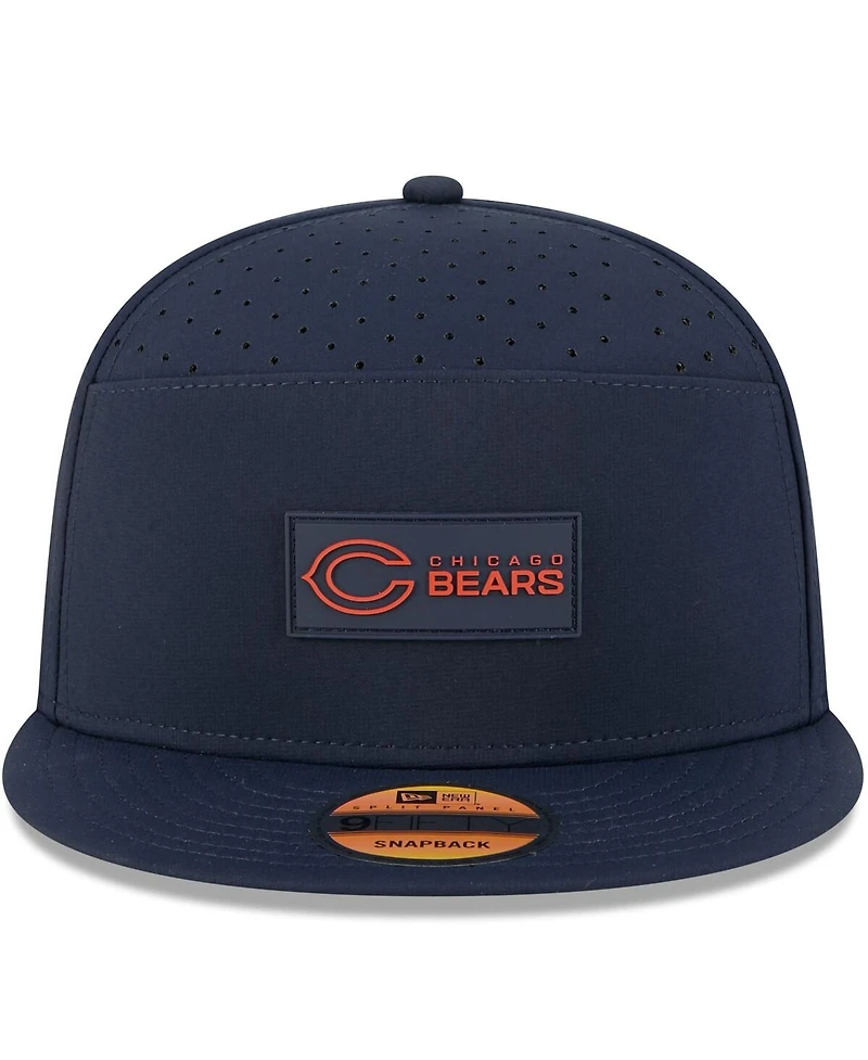 New Era Men's Navy Chicago Bears 2025 Sideline Split Panel 9FIFTY Snapback Hat