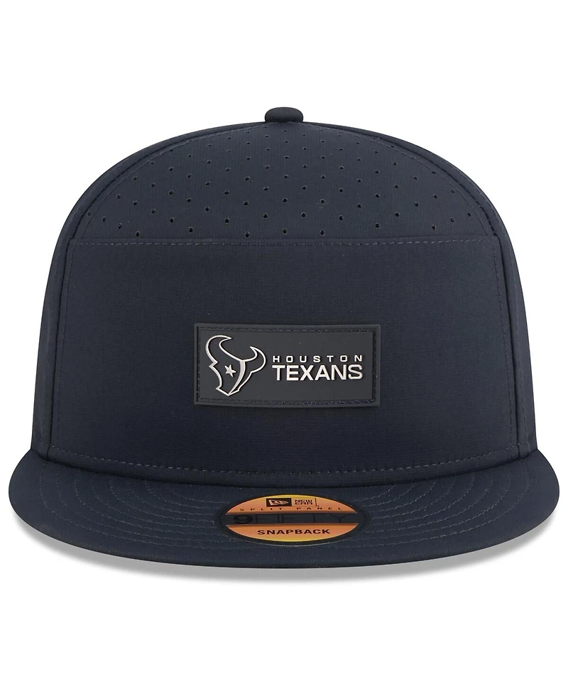 New Era Men's Navy Houston Texans 2025 Sideline Split Panel 9FIFTY Snapback Hat