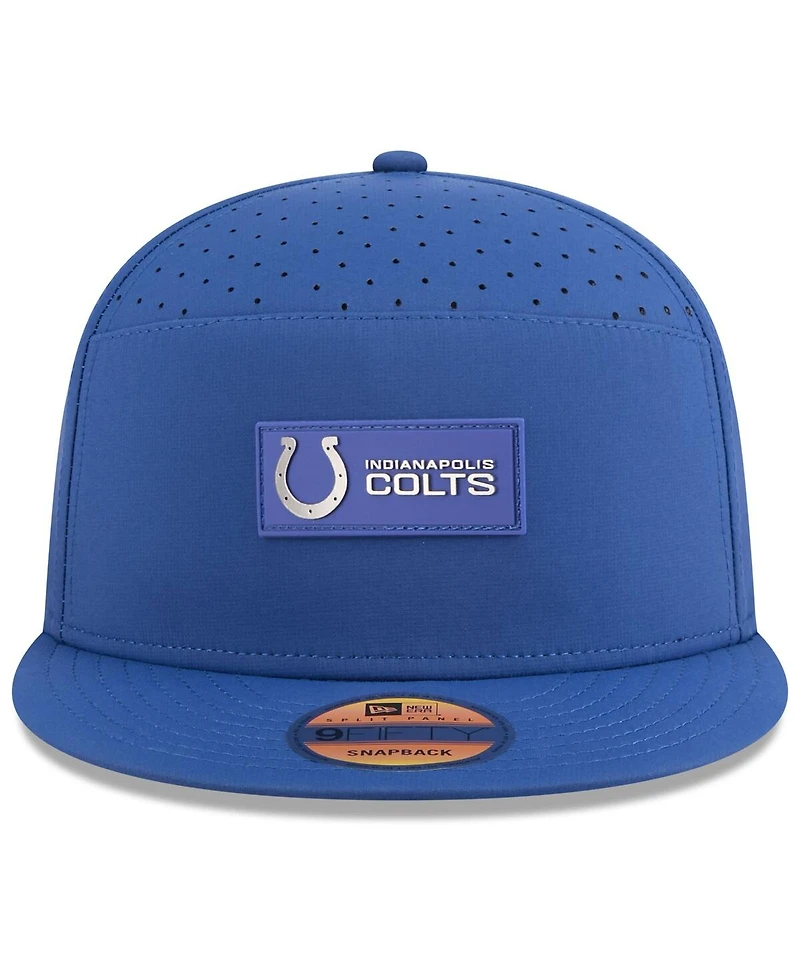 New Era Men's Royal Indianapolis Colts 2025 Sideline Split Panel 9FIFTY Snapback Hat