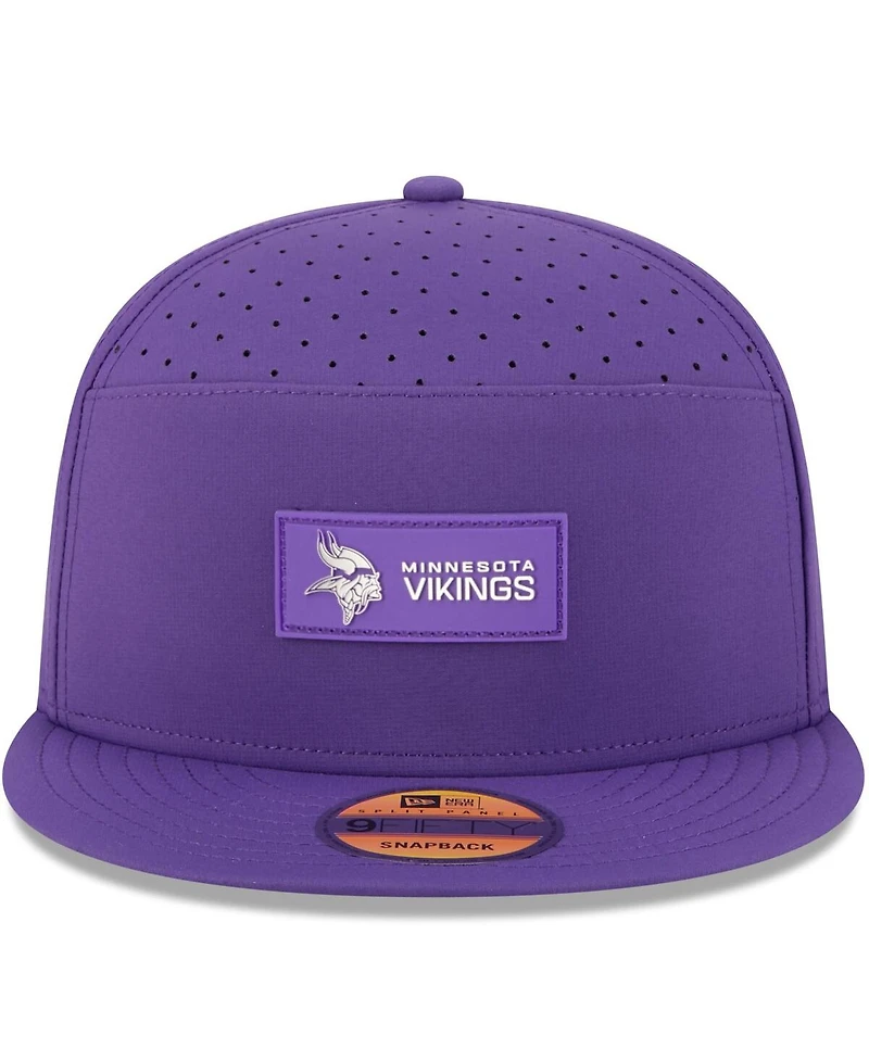New Era Men's Purple Minnesota Vikings 2025 Sideline Split Panel 9FIFTY Snapback Hat