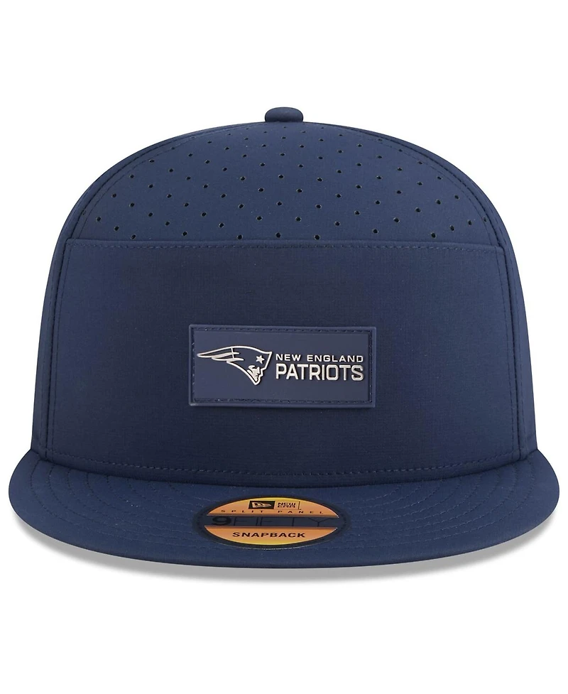 New Era Men's Navy New England Patriots 2025 Sideline Split Panel 9FIFTY Snapback Hat