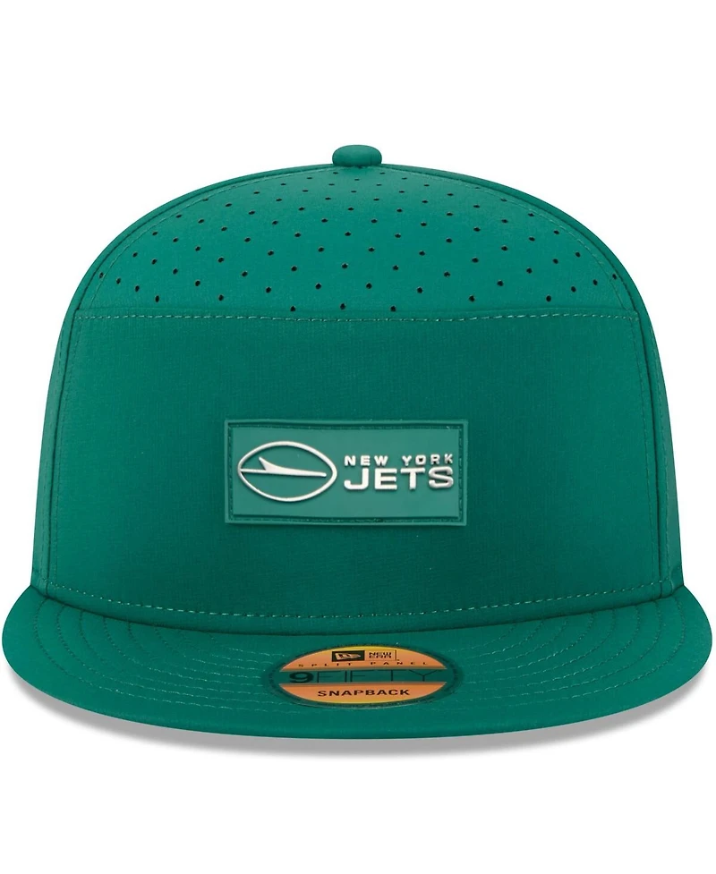 New Era Men's Green New York Jets 2025 Sideline Split Panel 9FIFTY Snapback Hat