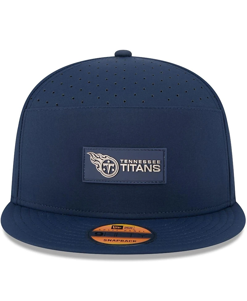 New Era Men's Navy Tennessee Titans 2025 Sideline Split Panel 9FIFTY Snapback Hat