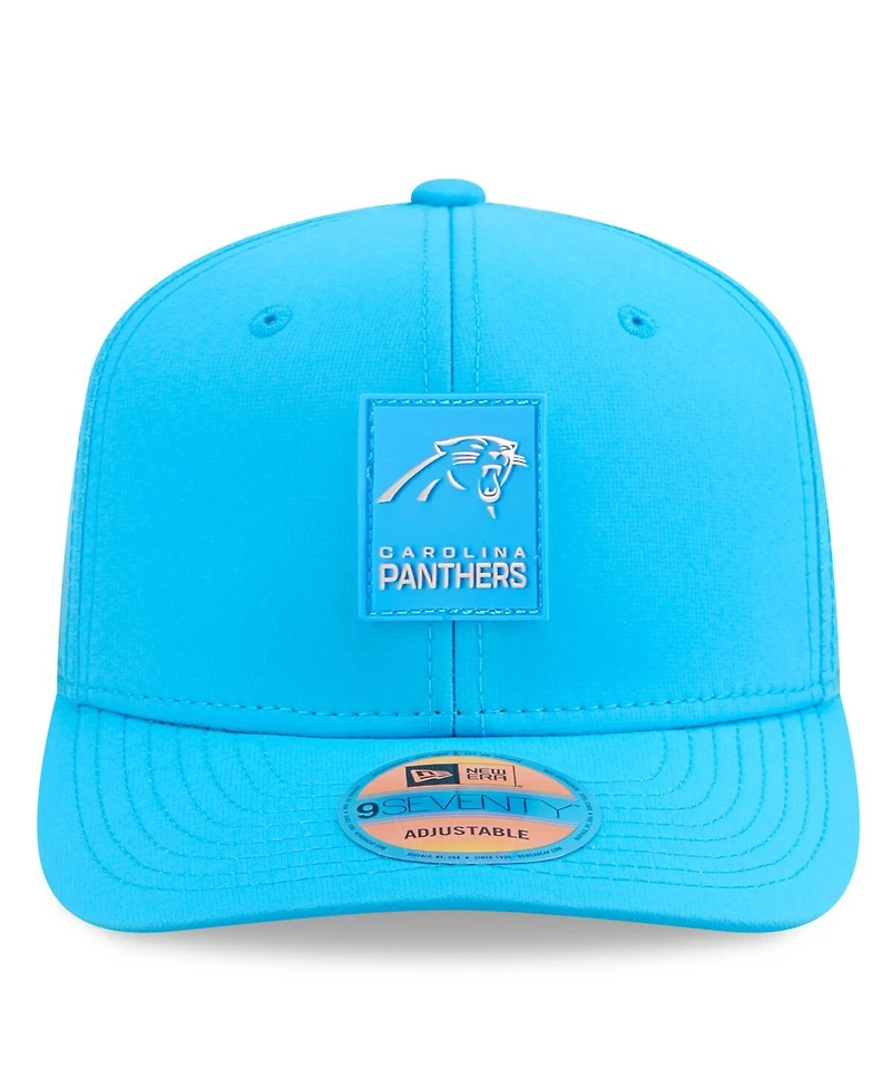 New Era Men's Blue Carolina Panthers 2025 Sideline 9SEVENTY Trucker Adjustable Hat