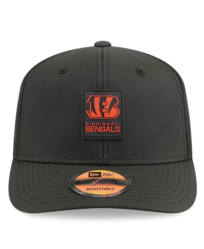 New Era Men's Black Cincinnati Bengals 2025 Sideline 9SEVENTY Trucker Adjustable Hat