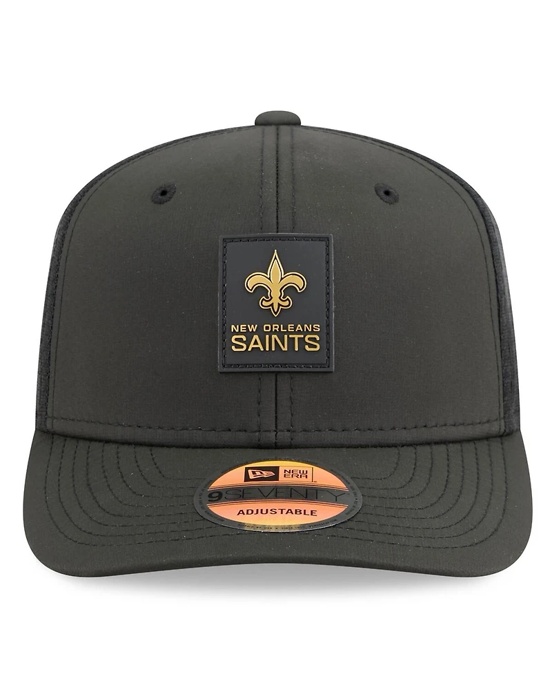 New Era Men's Black New Orleans Saints 2025 Sideline 9SEVENTY Trucker Adjustable Hat