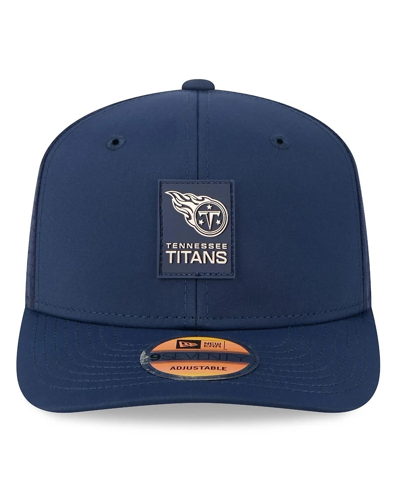 New Era Men's Navy Tennessee Titans 2025 Sideline 9SEVENTY Trucker Adjustable Hat
