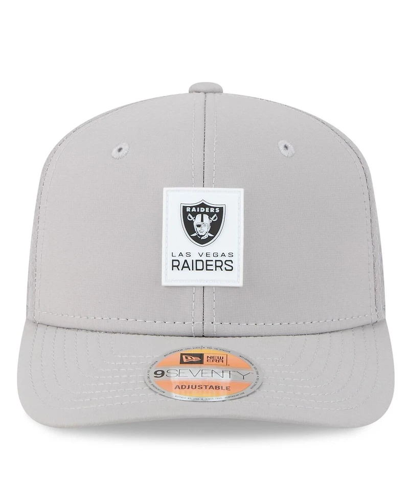 New Era Men's Gray Las Vegas Raiders 2025 Sideline 9SEVENTY Adjustable Trucker Hat