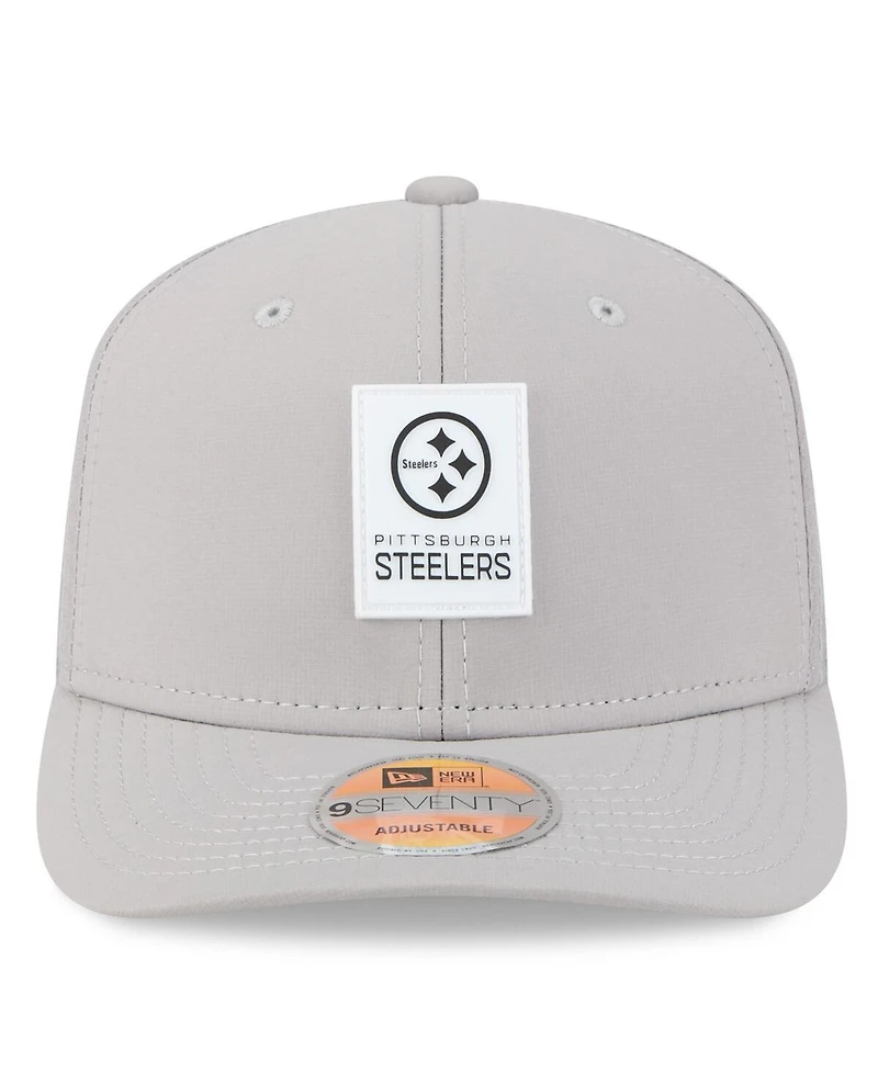 New Era Men's Gray Pittsburgh Steelers 2025 Sideline 9SEVENTY Adjustable Trucker Hat