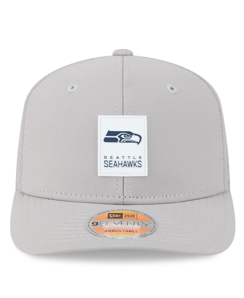 New Era Men's Gray Seattle Seahawks 2025 Sideline 9SEVENTY Adjustable Trucker Hat