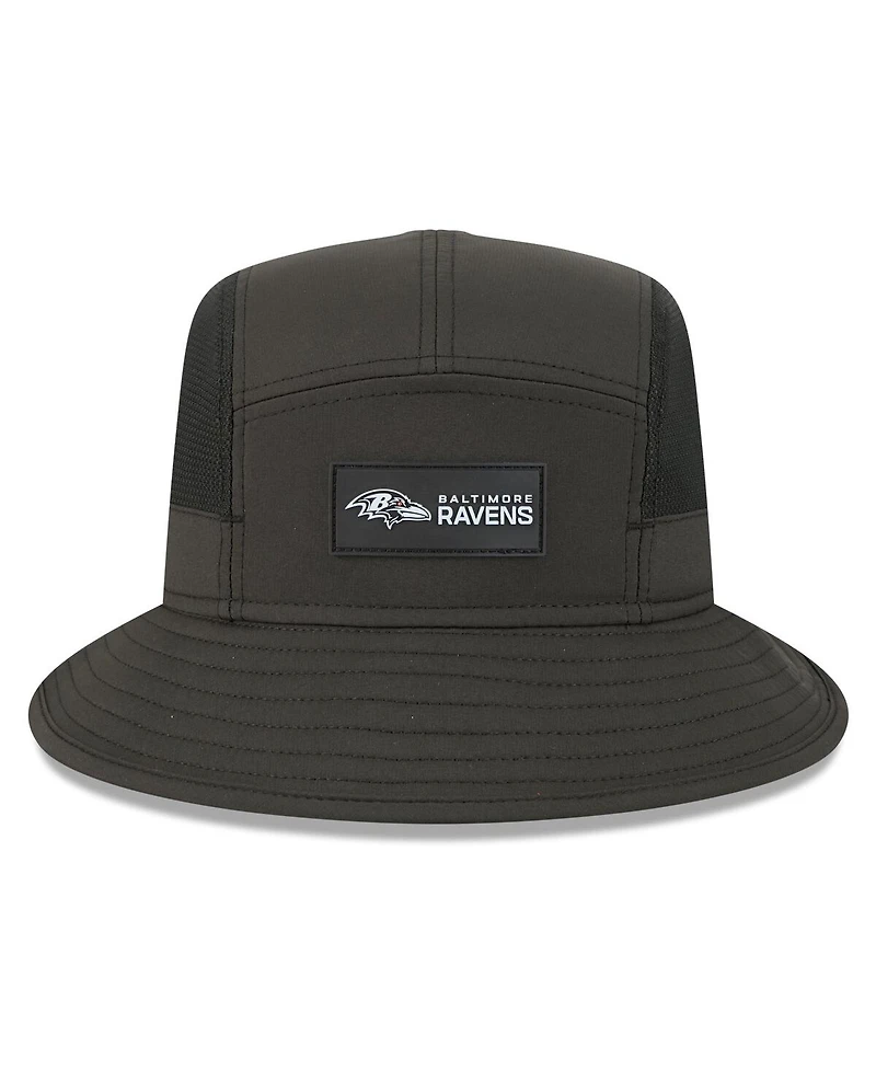 New Era Men's Black Baltimore Ravens 2025 Sideline Bucket Hat