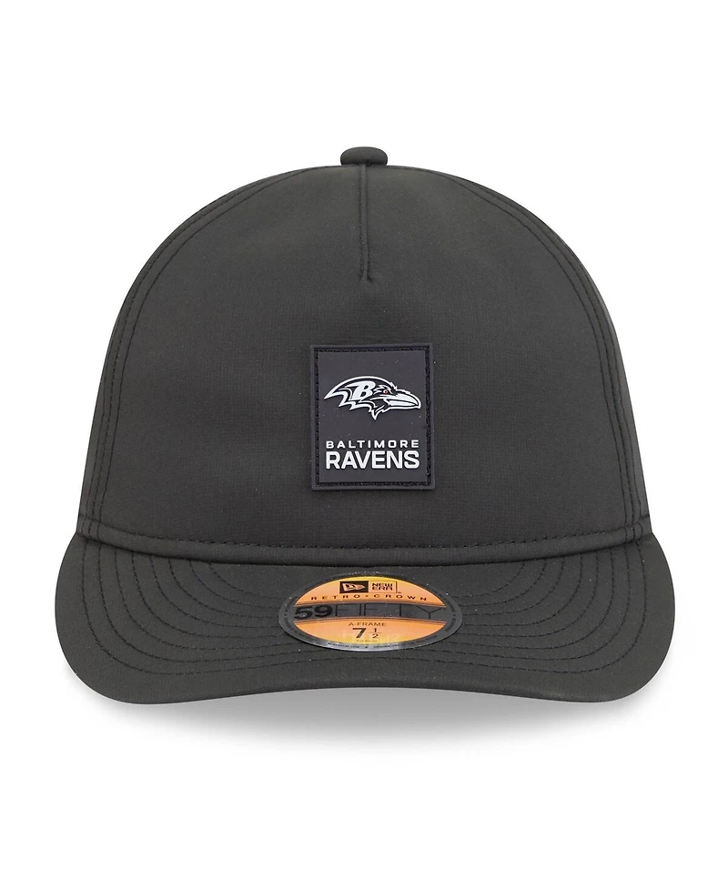New Era Men's Black Baltimore Ravens 2025 Sideline Retro Crown 59FIFTY Fitted Hat