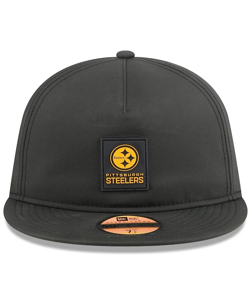 New Era Men's Black Pittsburgh Steelers 2025 Sideline Retro Crown 59FIFTY Fitted Hat