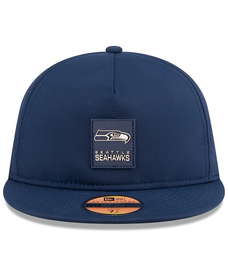 New Era Men's College Navy Seattle Seahawks 2025 Sideline Retro Crown 59FIFTY Fitted Hat