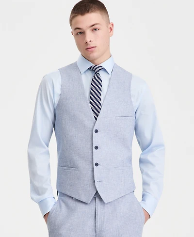 Bar Iii Men's Slim-Fit Linen-Blend Suit Separates Vest, Macy's Exclusive