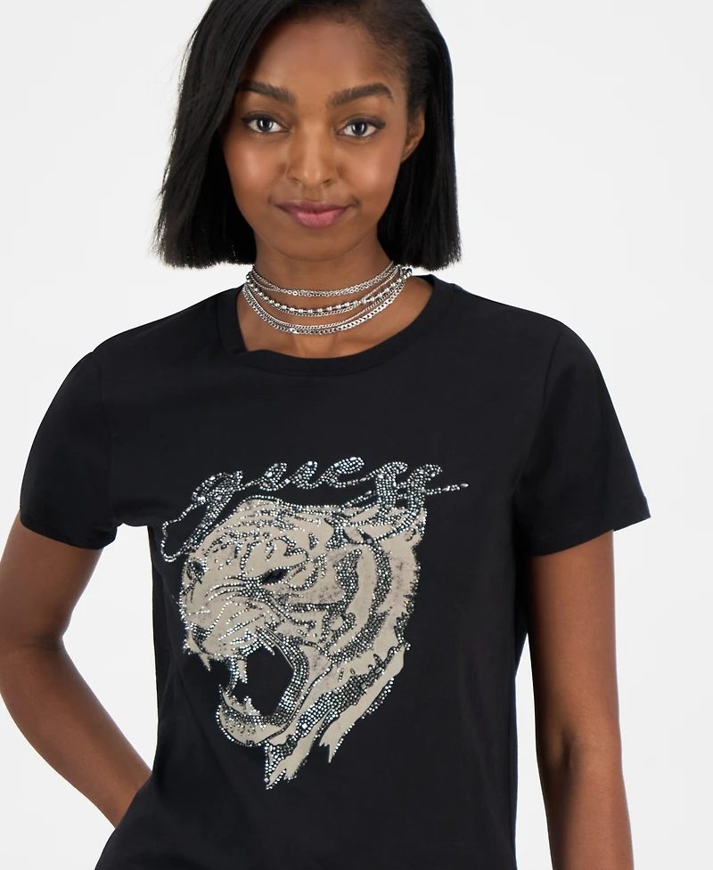 Guess Women's Tiger Face Easy Short Sleeves T-Shirt
