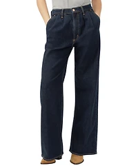 Silver Jeans Co. Women's High Rise Pleated Denim Trouser Leg