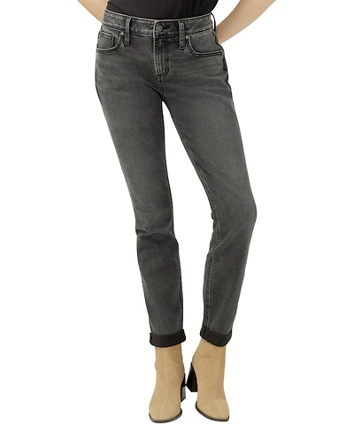 Silver Jeans Co. Women's Boyfriend Mid Rise Slim Leg Luxe Stretch
