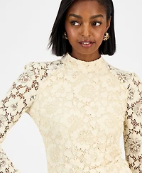 Guess Women's Josephina High Neck Long-Sleeve Lace Top