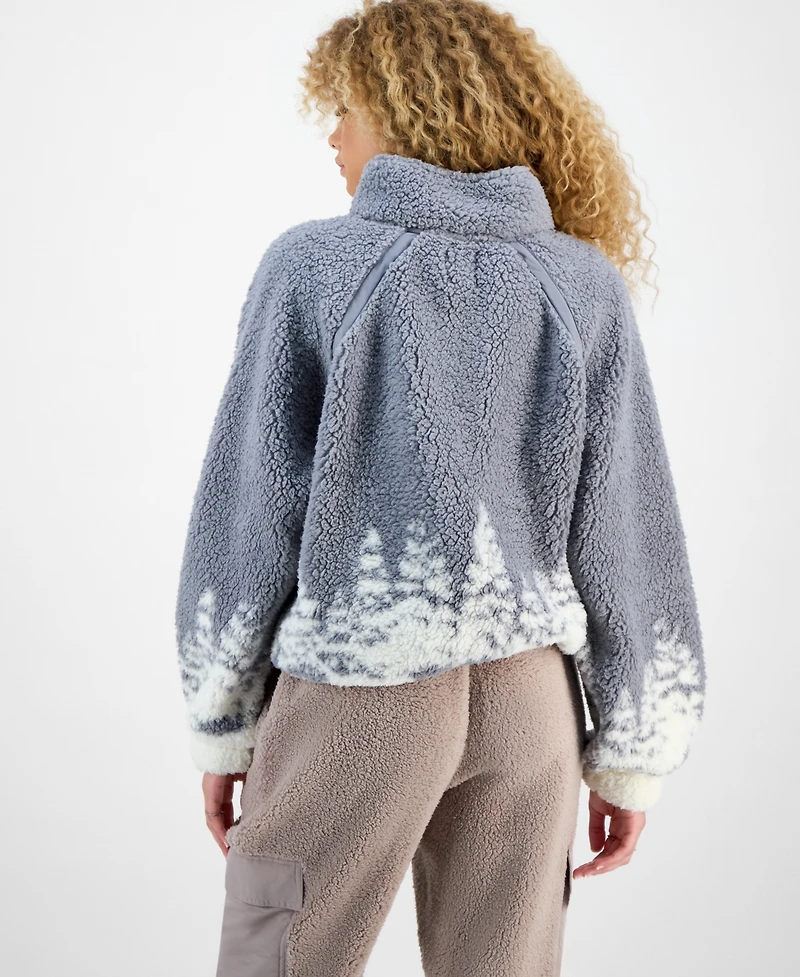 Hippie Rose Juniors' Quarter-Zip Sherpa Jacket