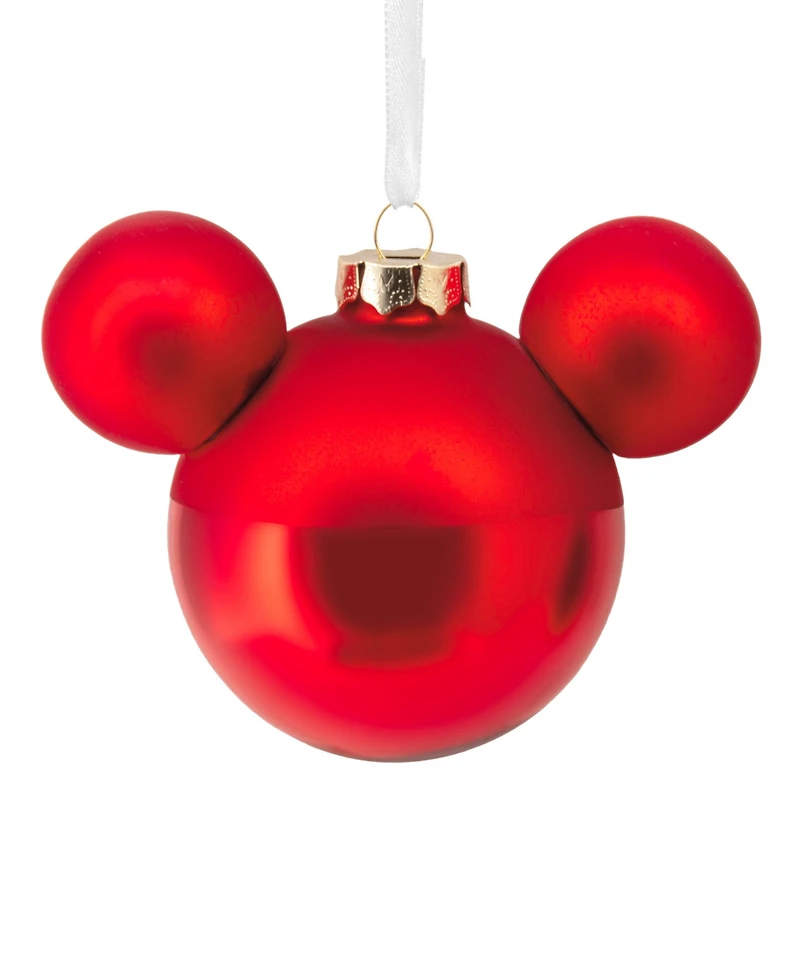 Hallmark Disney Mickey Mouse Ears Icon Glass Christmas Tree Ornament