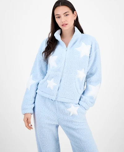 Madden Girl Juniors' Sherpa Fleece Zip-Up Jacket