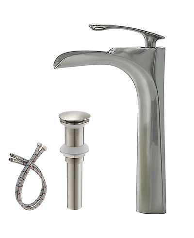 Greenspring Single Hole Handle Bathroom Vessel Sink Faucet With Pop Up Drain Without Overflow Matte Black Chrome