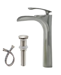 Greenspring Single Hole Handle Bathroom Vessel Sink Faucet With Pop Up Drain Without Overflow Matte Black Chrome
