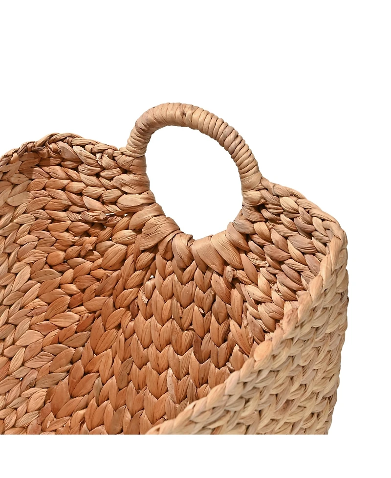 Nellie Farmhouse Classic Hand-Woven Hyacinth Storage Boat Baskets with Handles (Set of 3)