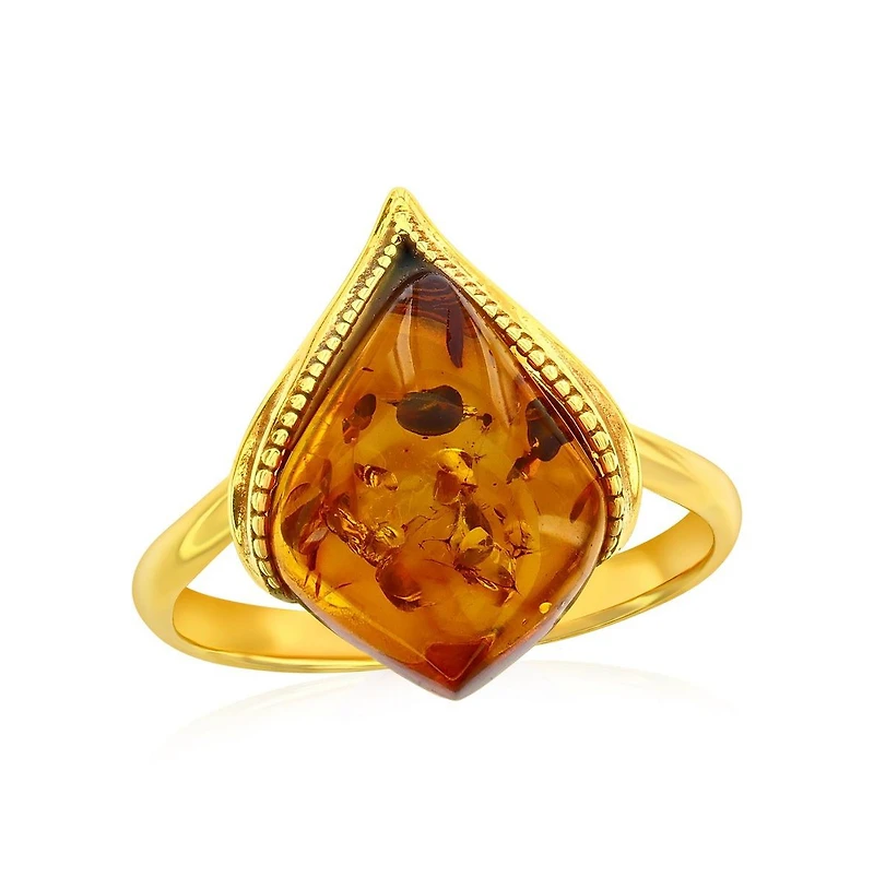 Caribbean Treasures Sterling Silver, Amber Marquise Ring