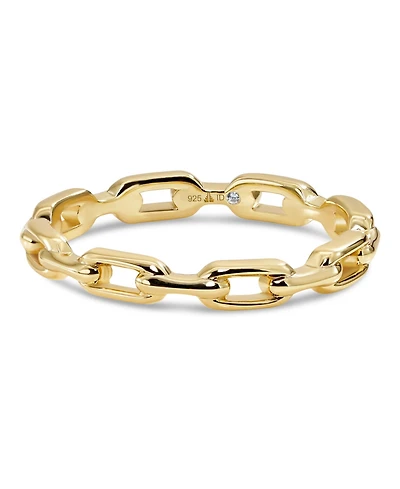 Devata Cable Link Ring in Gold Plated Sterling Silver, Size 9
