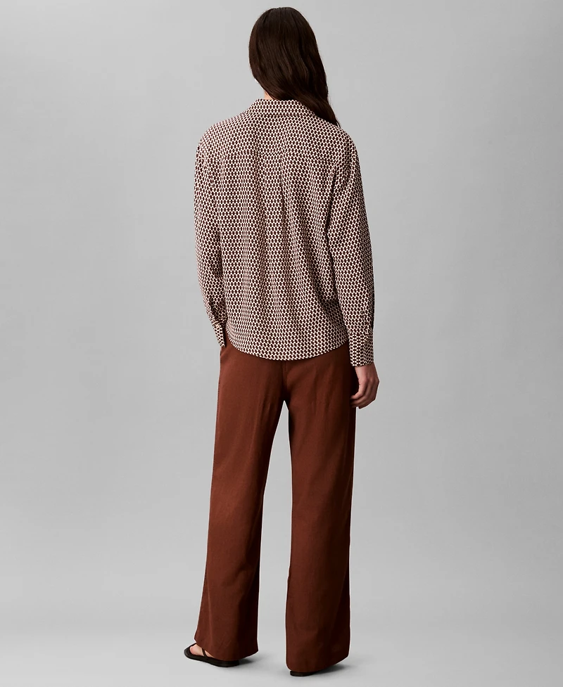 Calvin Klein Women's Linen Blend Wide-Leg Pants