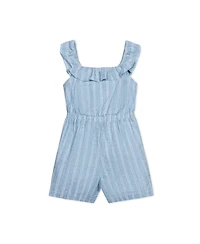 Hope & Henry Toddler Girls Linen Ruffle Collar Pull-On Romper