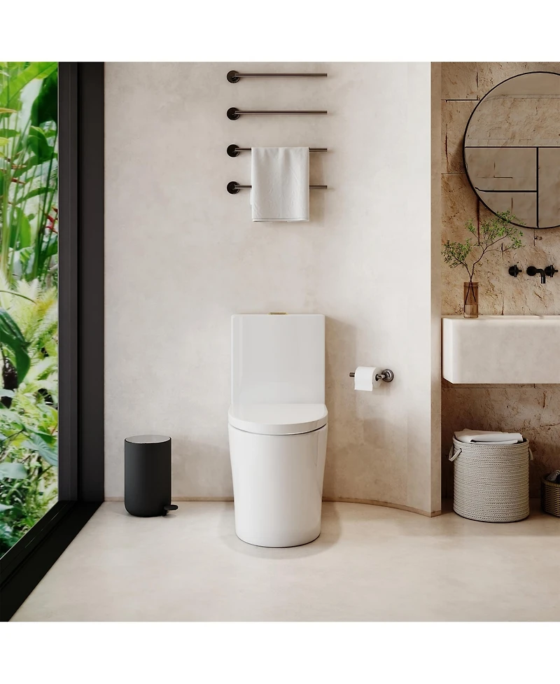 Casainc Dual Flush 1.1/1.6 Gpf Elongated One-Piece One-Piece Bathroom Fixture, Comfort Height, Water-Saving Design, Map 1000g