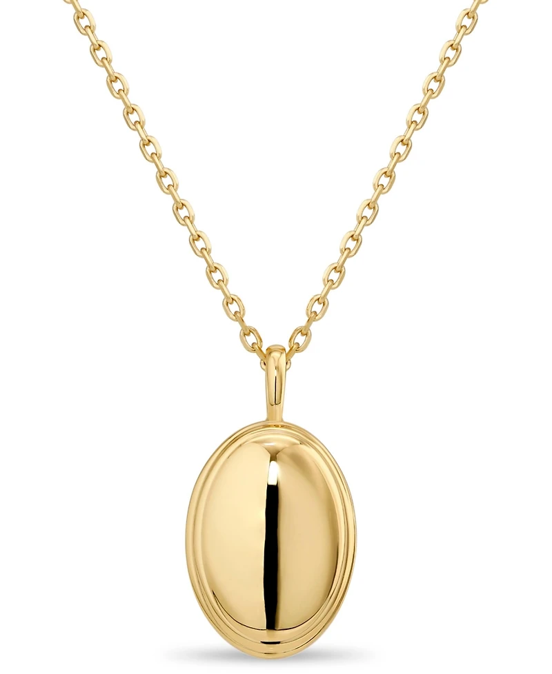 Devata Contour-lined Dome Pendant Necklace in Gold Plated Sterling Silver, Adj to 16 in / 17 in / 18 in