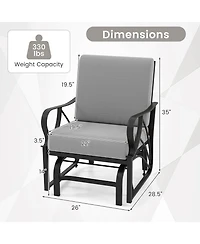 Gymax 2PCS Patio Glider Chair Single Outdoor Rocking with Seat and Back Cushions