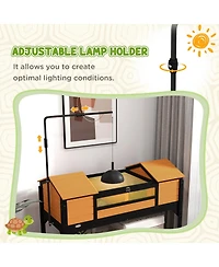PawHut Wooden Tortoise Habitat W/ Adjustable Lamp Holder 2 Houses,