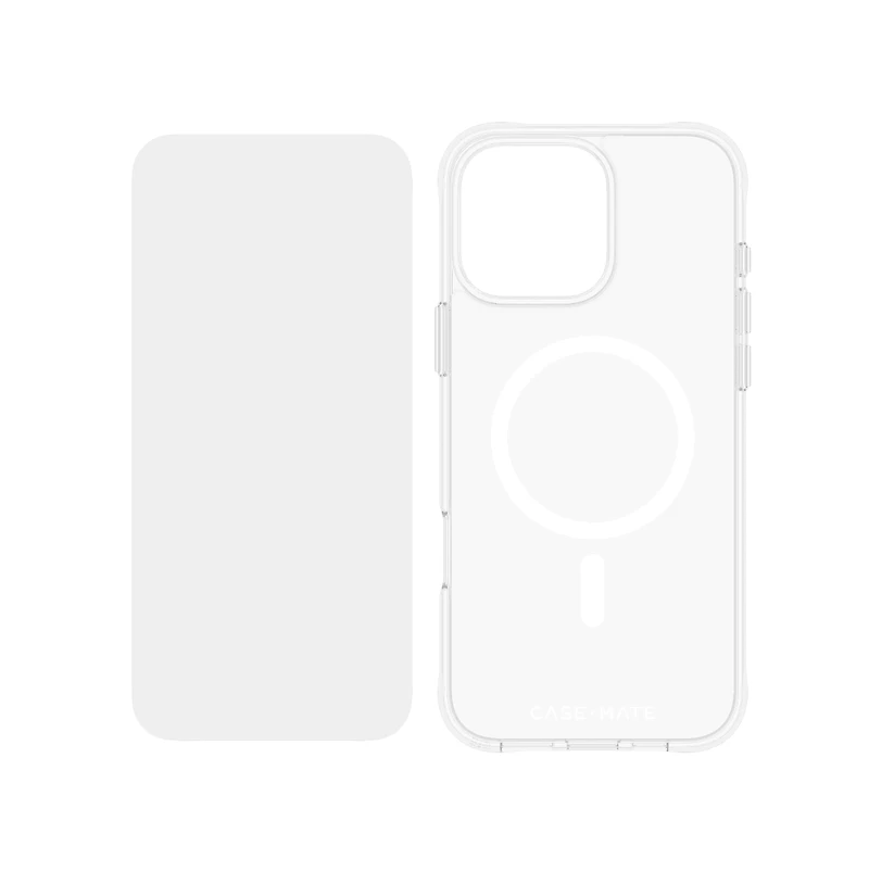Case-Mate Protection Pack Tough MagSafe Case and Glass Screen Protector for Apple iPhone 16 Pro Max-Clear