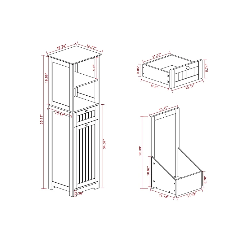 Casainc Tilt-Out Laundry Cabinet with One Compartment and One Drawer