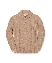 Hope & Henry Little and Big Boys' Organic Long Sleeve Shawl Collar Cable Sweater