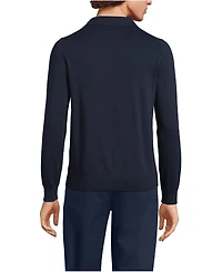 Lands' End Men's Long Sleeve Cotton Sweater Polo