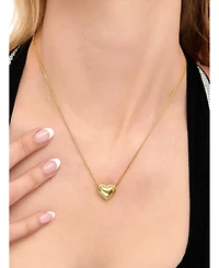 Devata Contour-lined Heart Necklace in Gold Plated Sterling Silver, Adj to 16 in / 17 in / 18 in