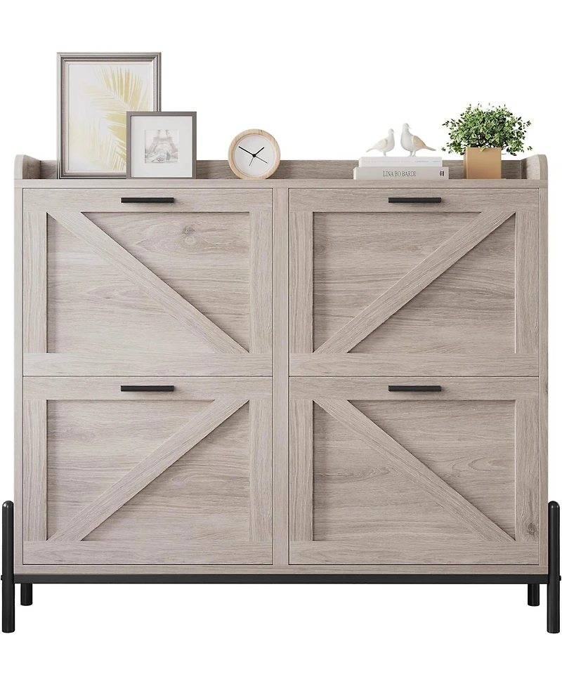 Ironck Shoe Storage Cabinet with 4 Flip Drawers